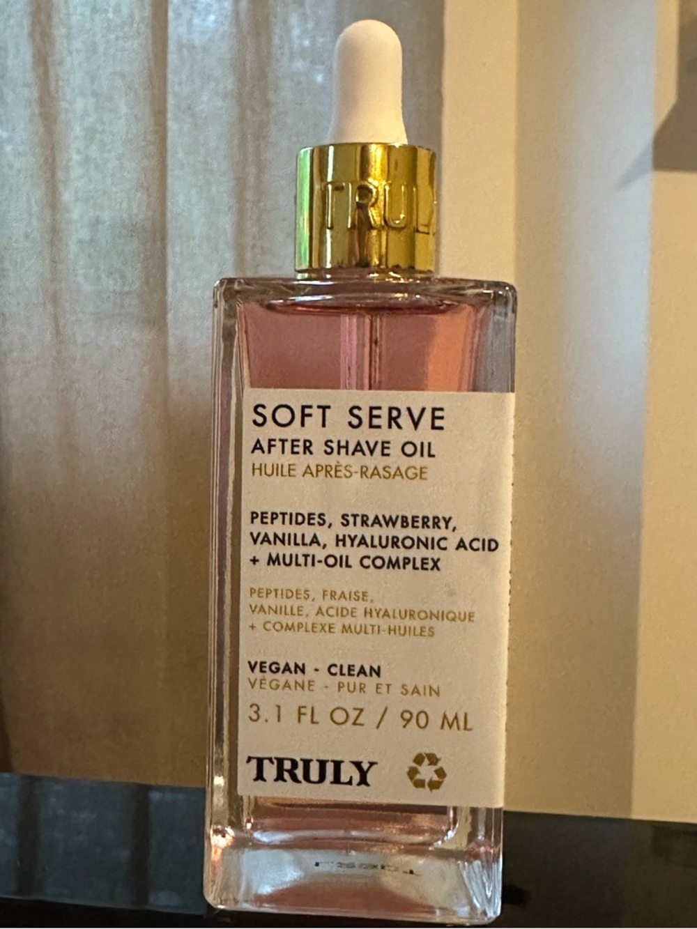 TRULY Soft Pink Aftershave Oil Bottle — TRULY